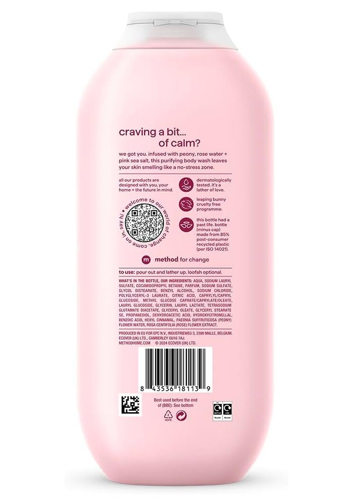 Method غسول الجسم ميثود بيور بيس مع الفاوانيا وماء الورد وملح البحر الوردي - 532 مل - Image 2